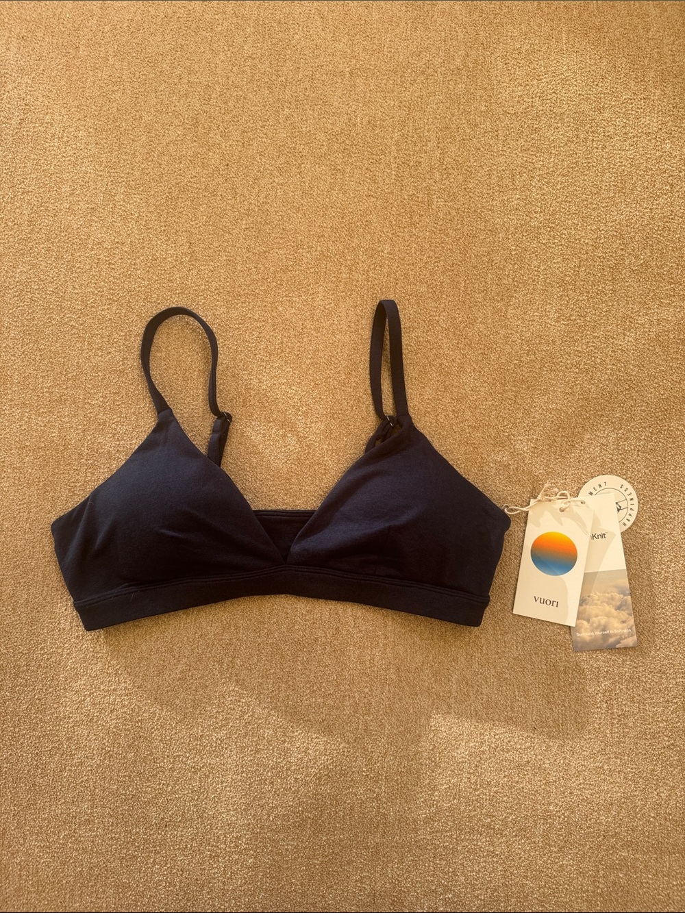 Vuori L Halo Triangle Bra in Blue Coast Heather